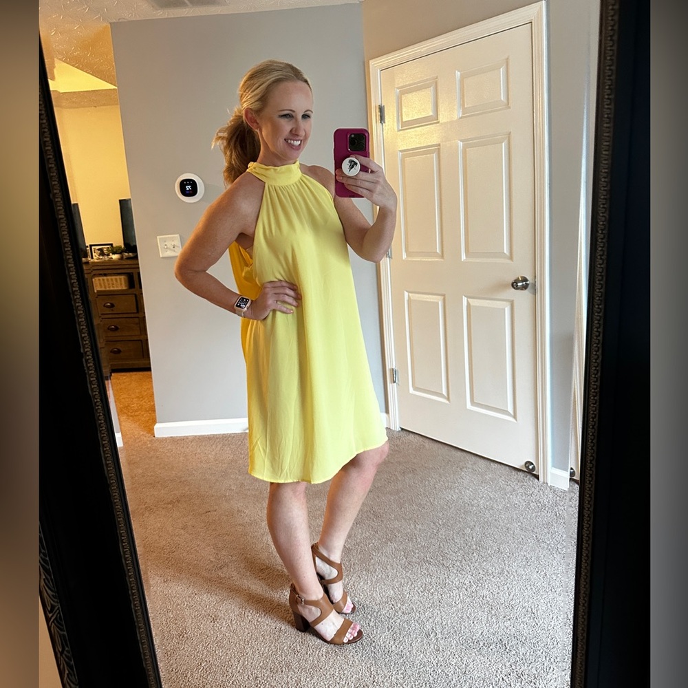Lush Yellow Halter Flowy Sleeveless Dress Large